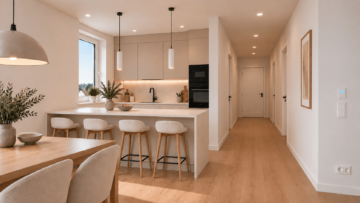 4.2.2. Wohnzimmer Blick Küche - Weitblick, Ruhe, Privatsphäre – Penthouse in besonderer Höhenlage von Spiesen-Elversberg