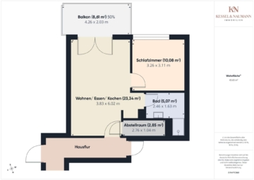 Grundriss - Moderne 2-Zimmer-Wohnung mit Balkon – ideal für Eigennutzer oder Kapitalanleger