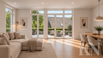 2.2.2. Wohnzimmer Blick Terrasse - Wohnen mit Weitblick. Neubau Gartenwohnung in besonderer Hanglage von Spiesen-Elversberg