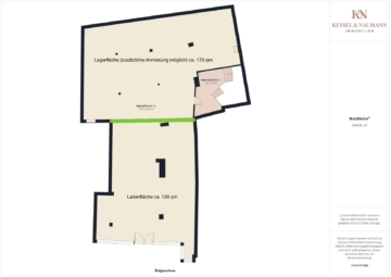 Grundriss nach Teilung - 120m² Ladenlokal in zentraler Lage von Illingen – Lagerfläche optional anmietbar